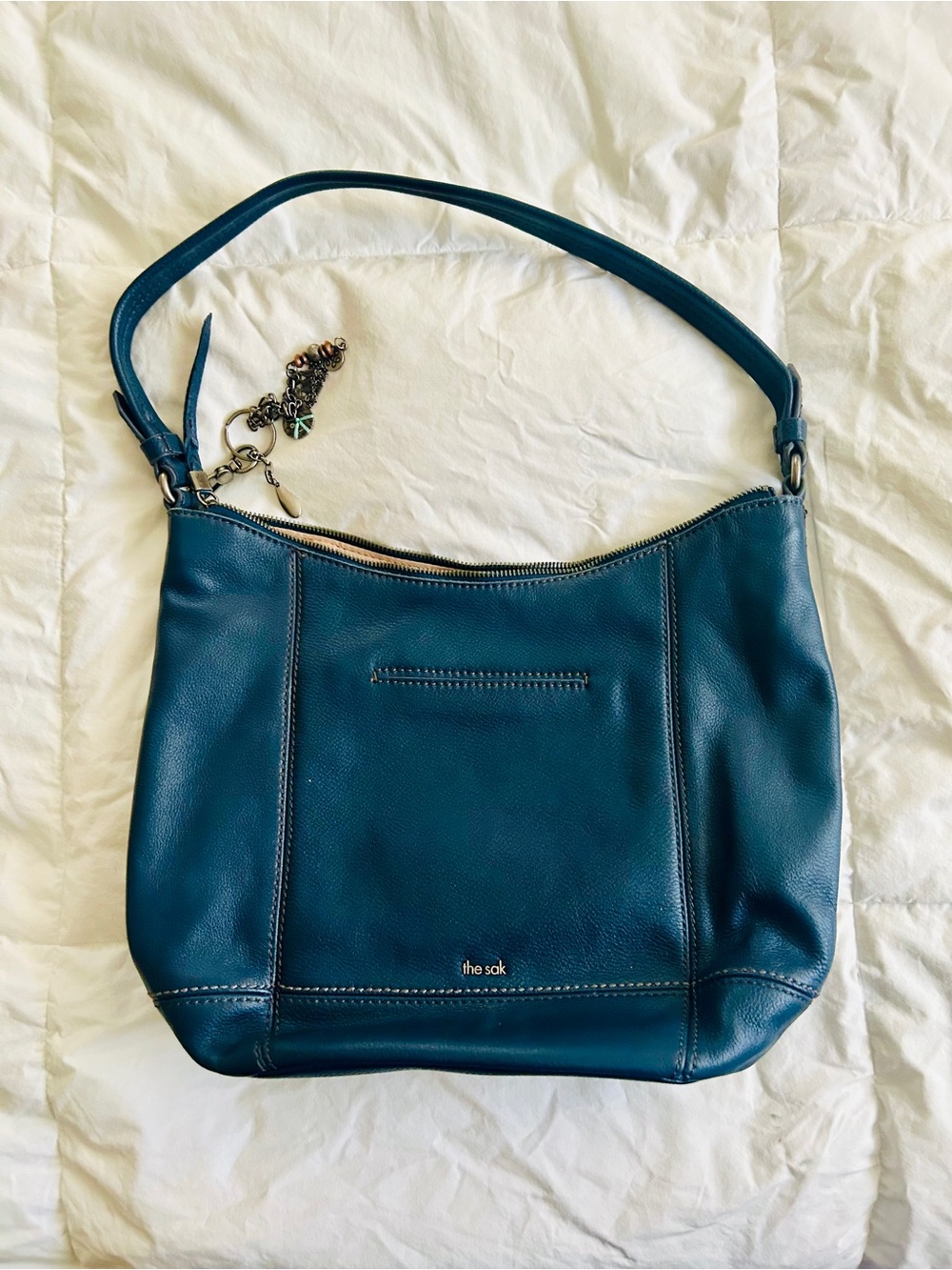 The Sak Indigo Leather Hobo with Charm Accent - Picture 2 of 3